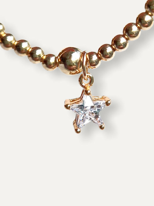 Gold Bobble Bracelet - Crystal Star