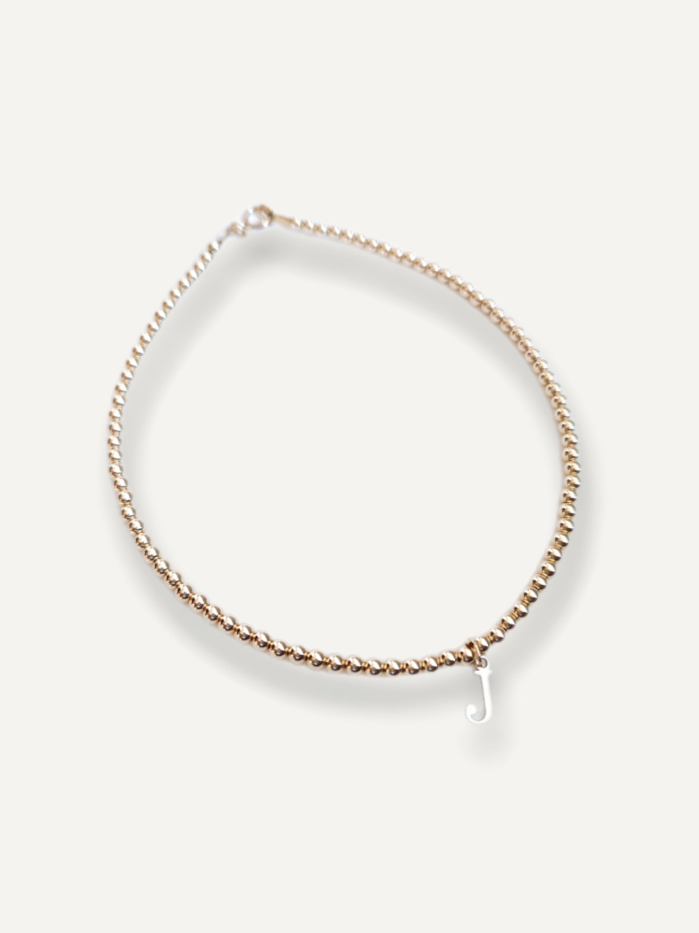 Gold Bobble Anklet - Silver Initial