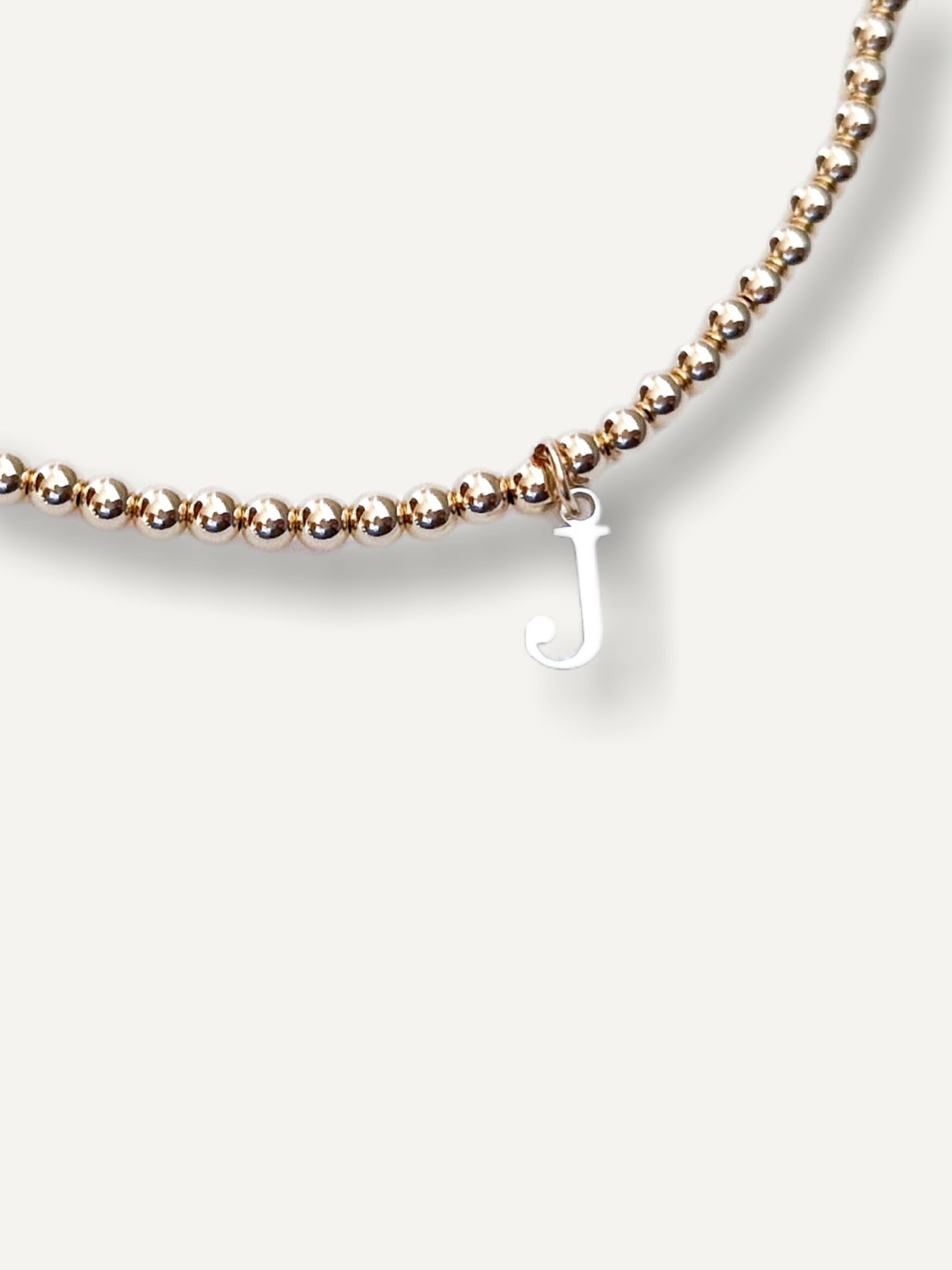 Gold Bobble Anklet - Silver Initial
