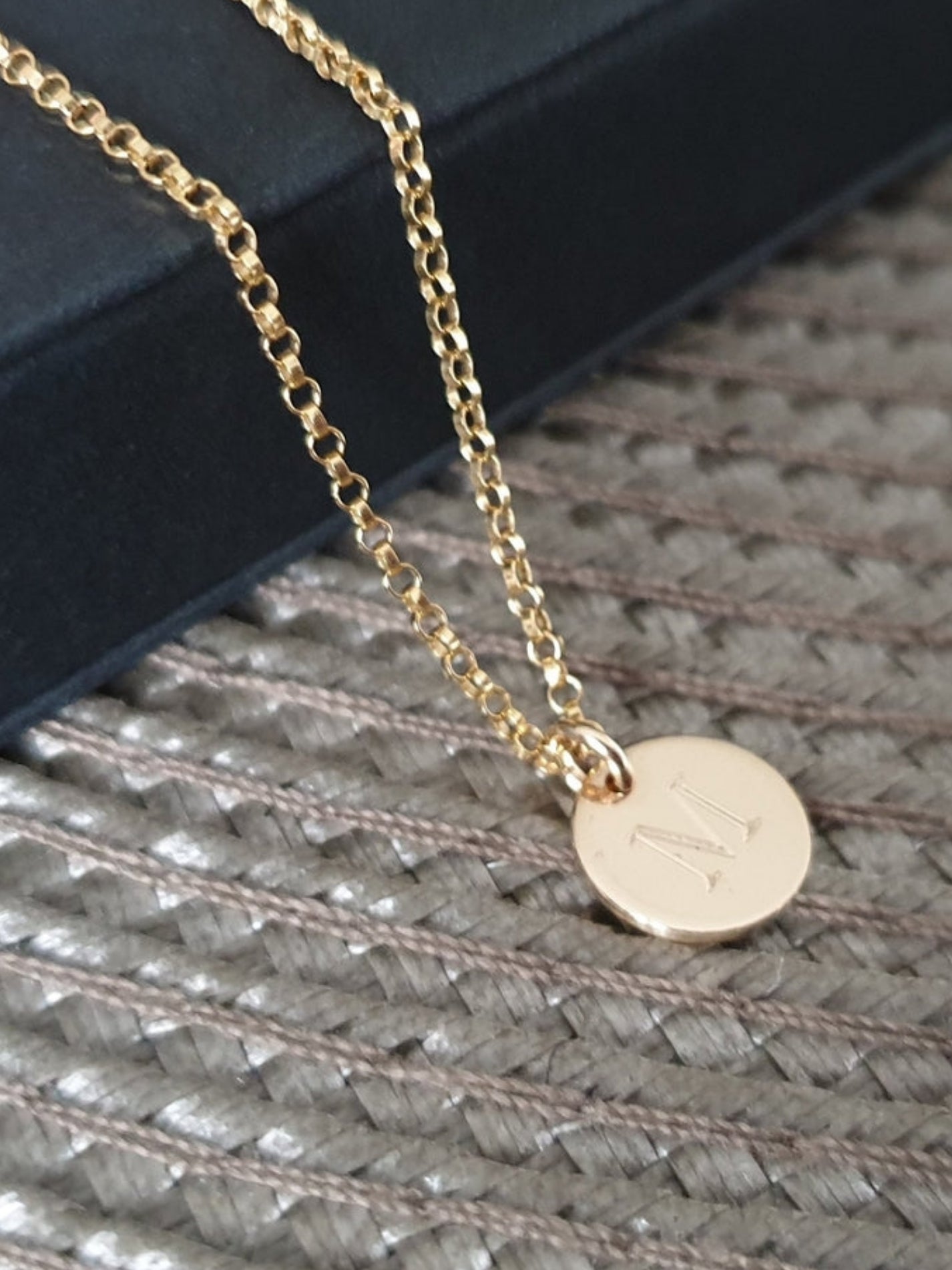 Gold Necklace - Gold Engraved Disc