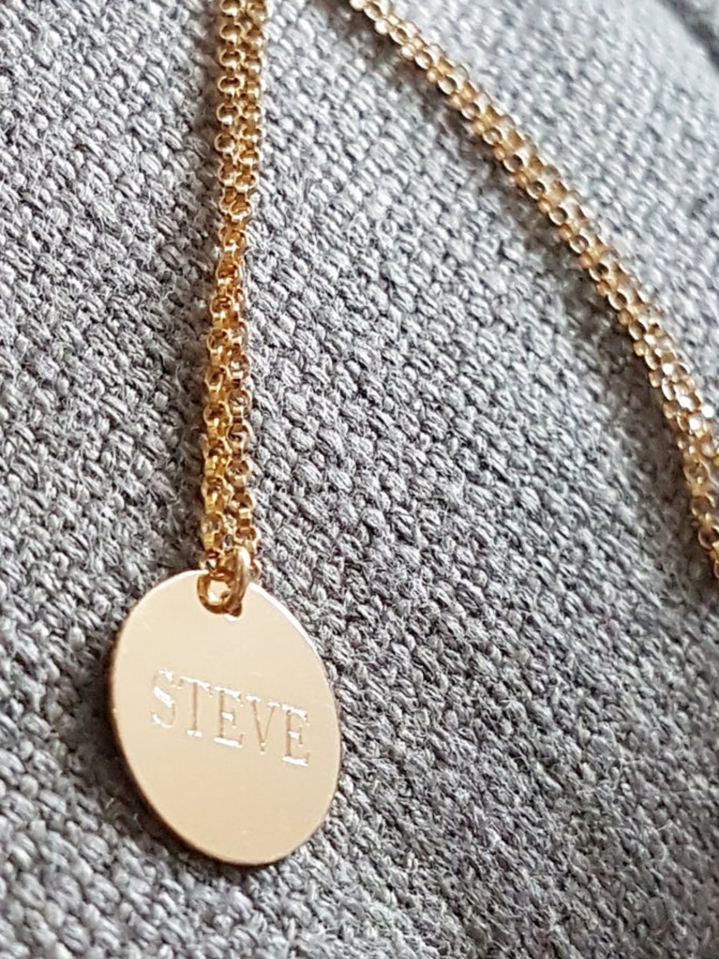Gold Necklace - Gold Engraved Disc
