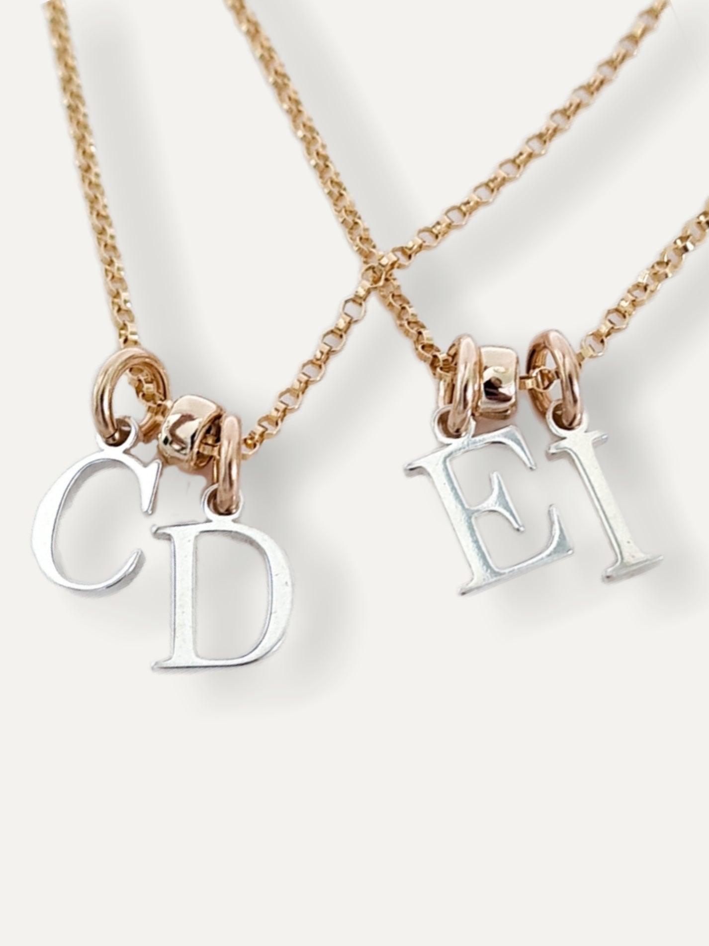 Gold Necklace - Silver Initials