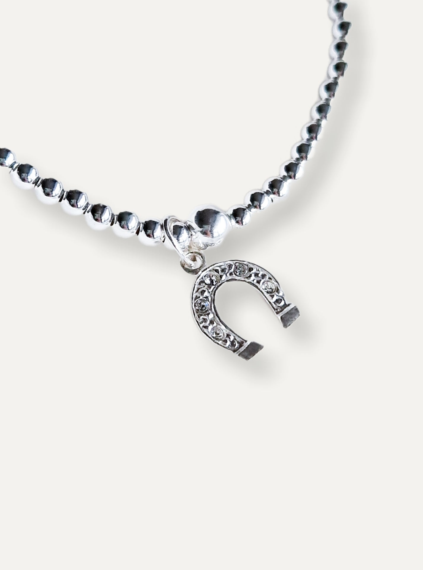 Silver Bobble Bracelet - Crystal Horseshoe