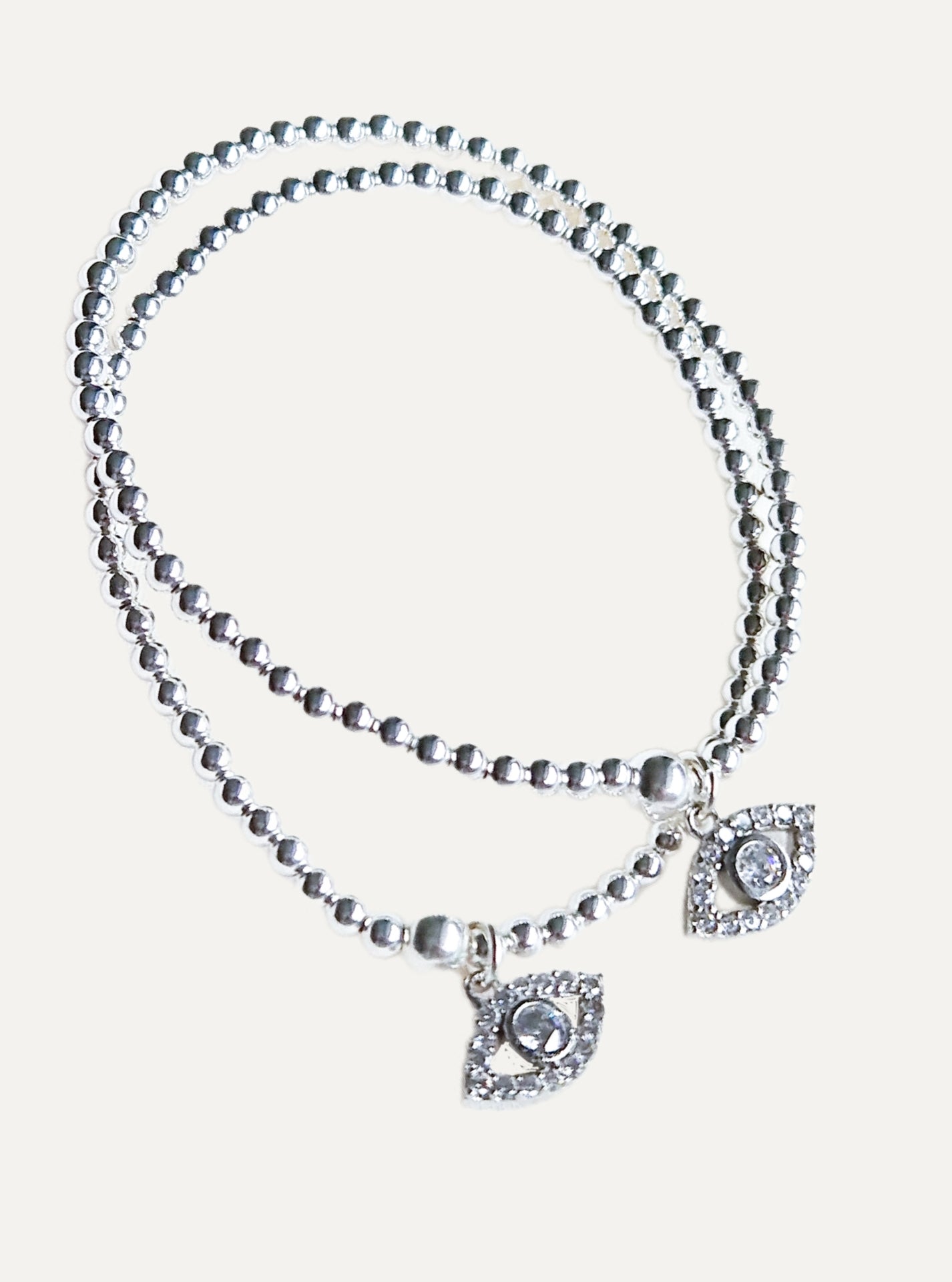 Silver Bobble Bracelet - Crystal Eye