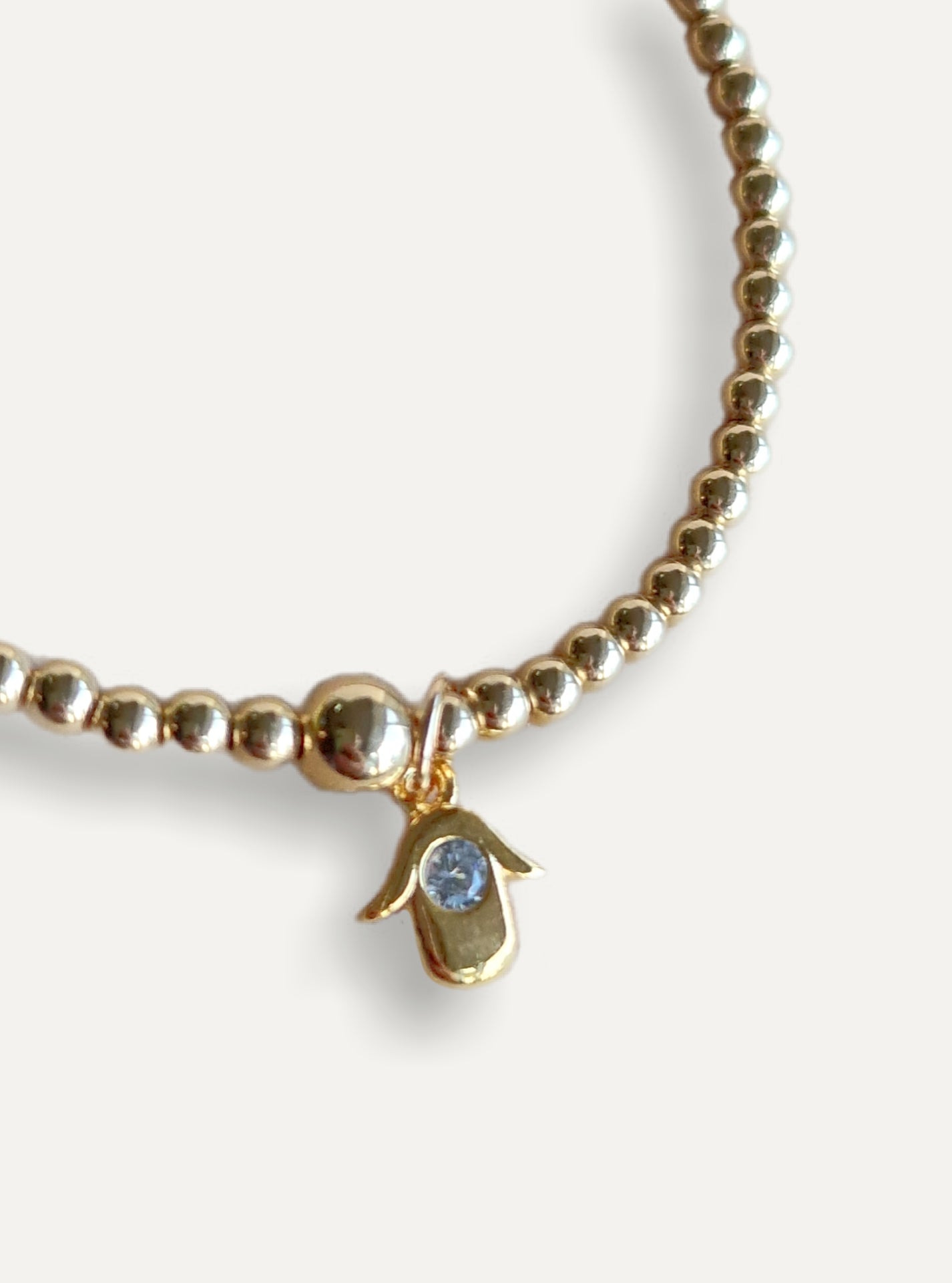 Gold Bobble Bracelet - Gold Hamsa Hand