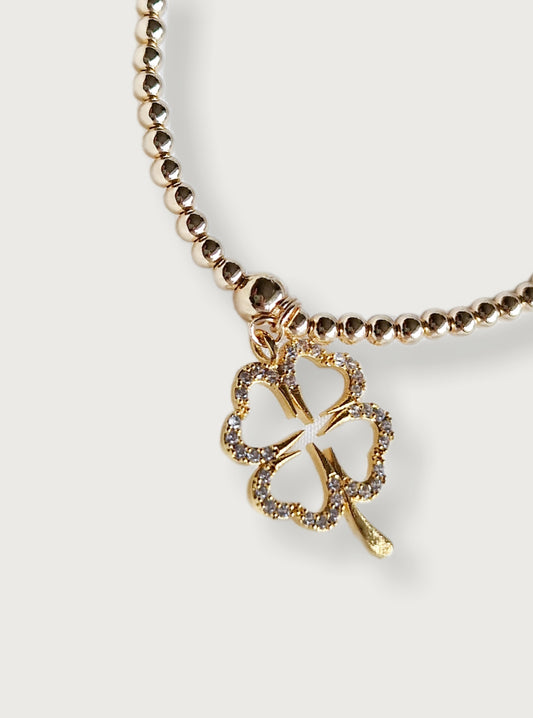 Gold Bobble Bracelet - Crystal Clover