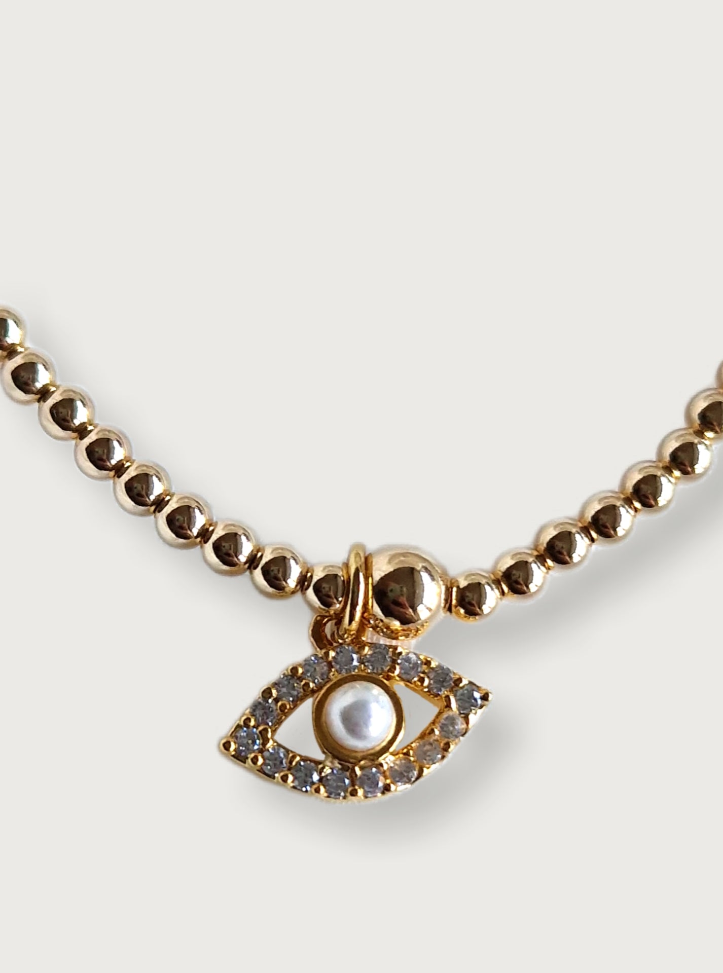 Gold Bobble Bracelet - Pearl & Crystal Eye