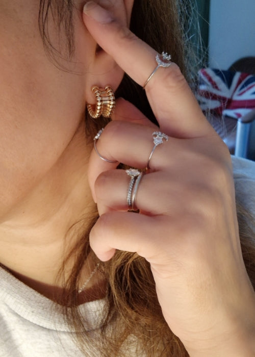 Silver Moon & Star Ring