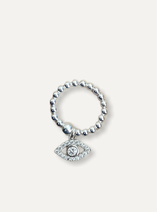 Silver Bobble Ring - Crystal Eye