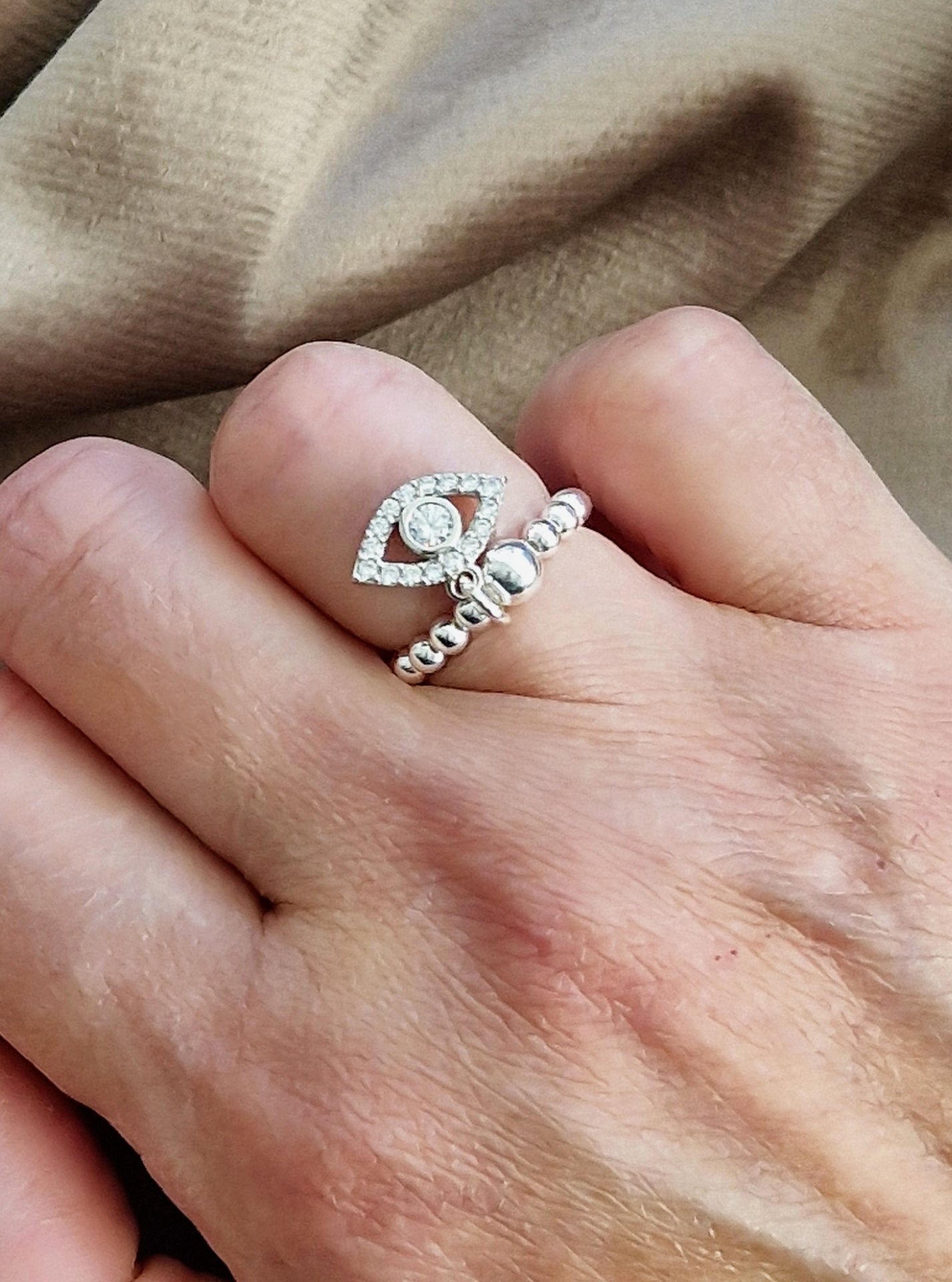 Silver Bobble Ring - Crystal Eye