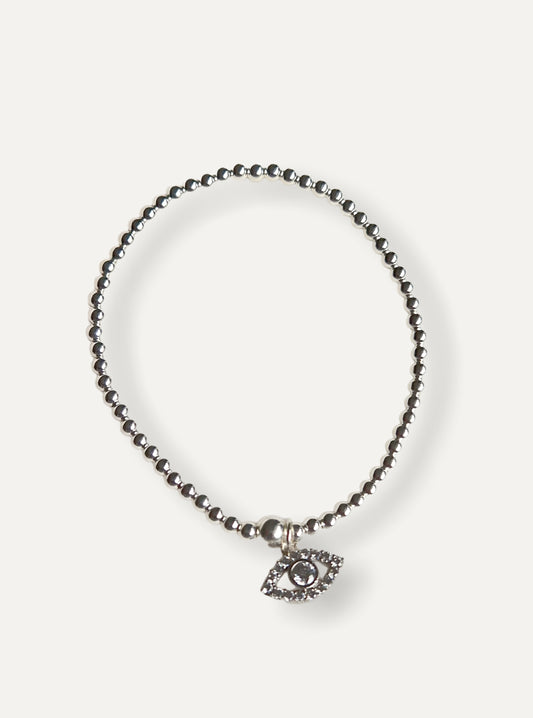 Silver Bobble Bracelet - Crystal Eye