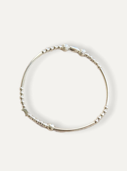 Sterling Silver Bracelet - Crescent Moon Bead