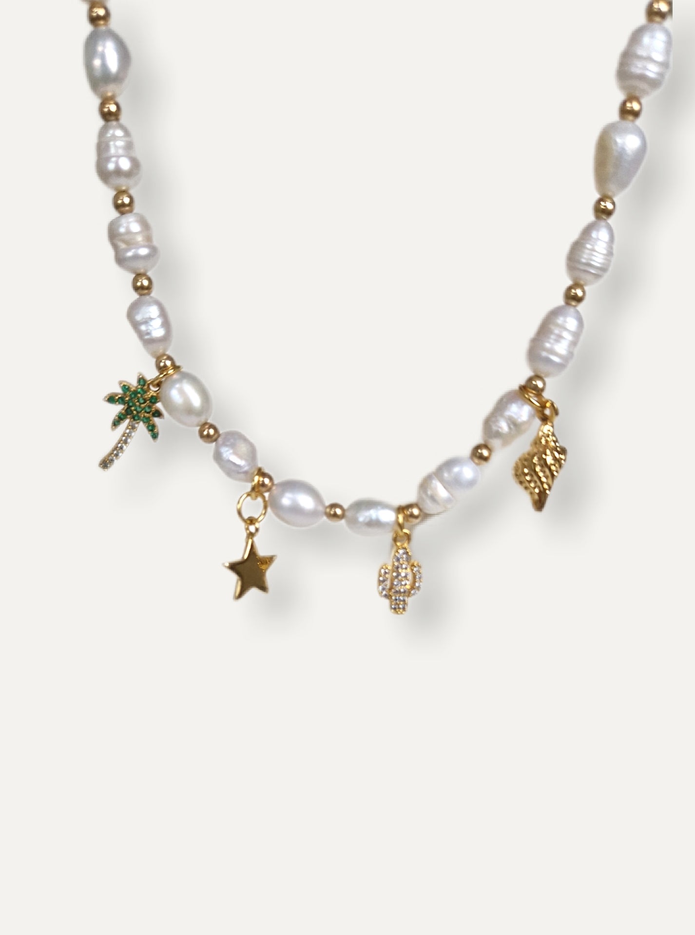 Gold & Pearl Charm Necklace