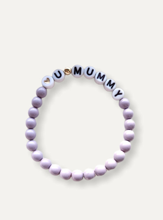 Gold & Glass '♡ u Mummy' Bracelet