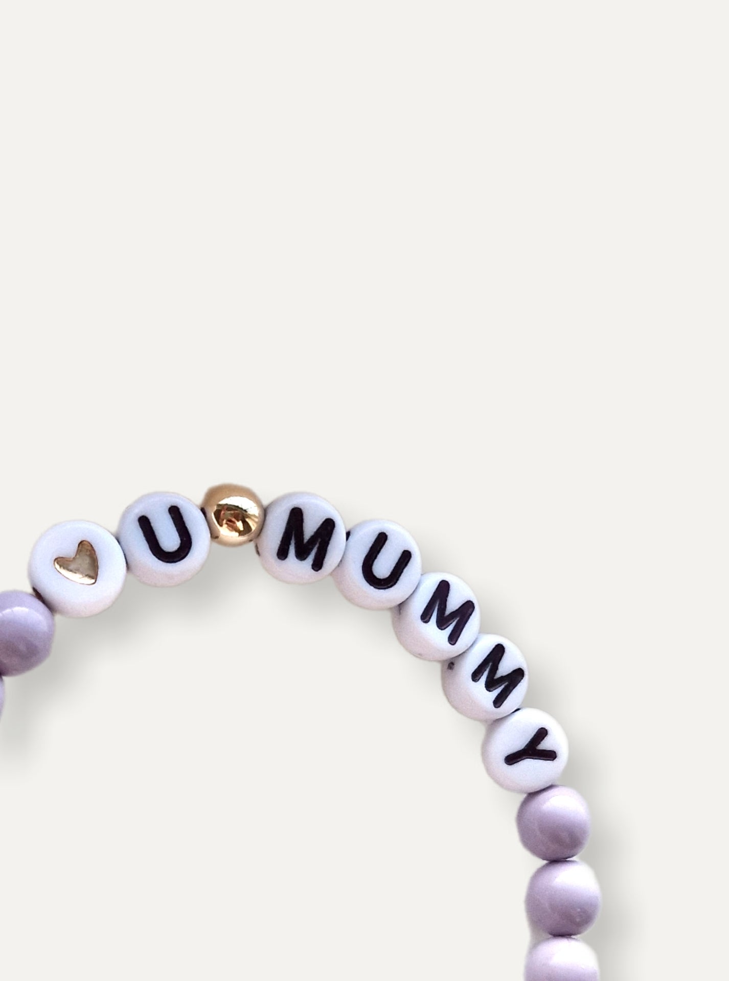 Gold & Glass '♡ u Mummy' Bracelet