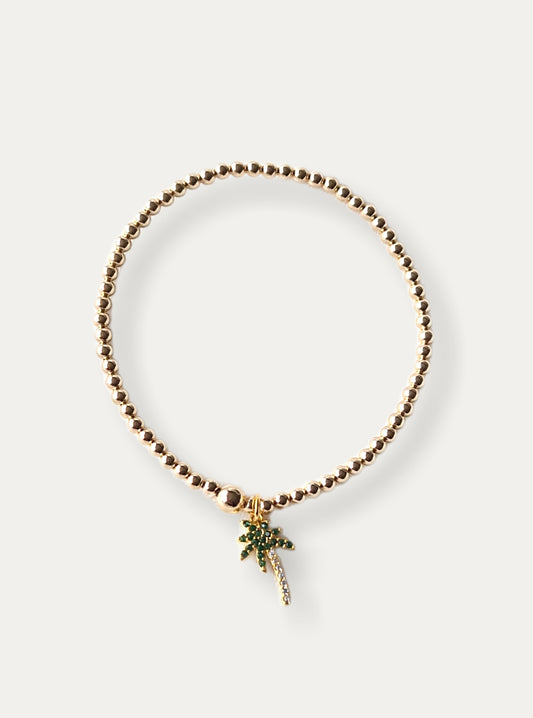 Gold Bobble Bracelet - Crystal Palm Tree