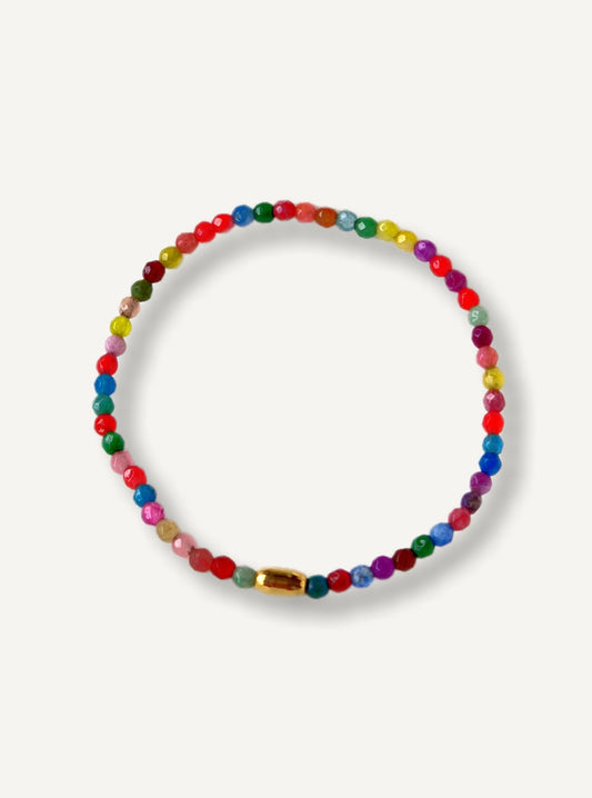 Gold & Rainbow Bead Bracelet