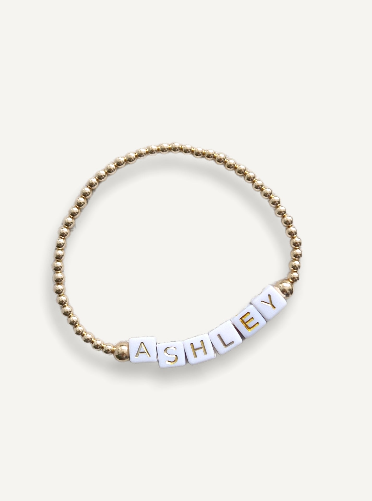 Gold Bobble Bracelet - White & Gold Square Letters