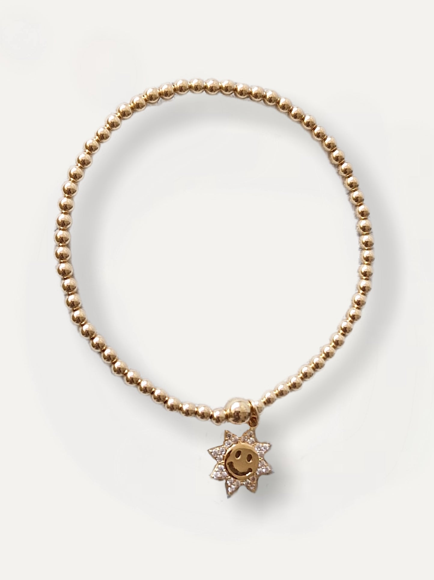Gold Bobble Bracelet - Gold & Crystal Happy Sun