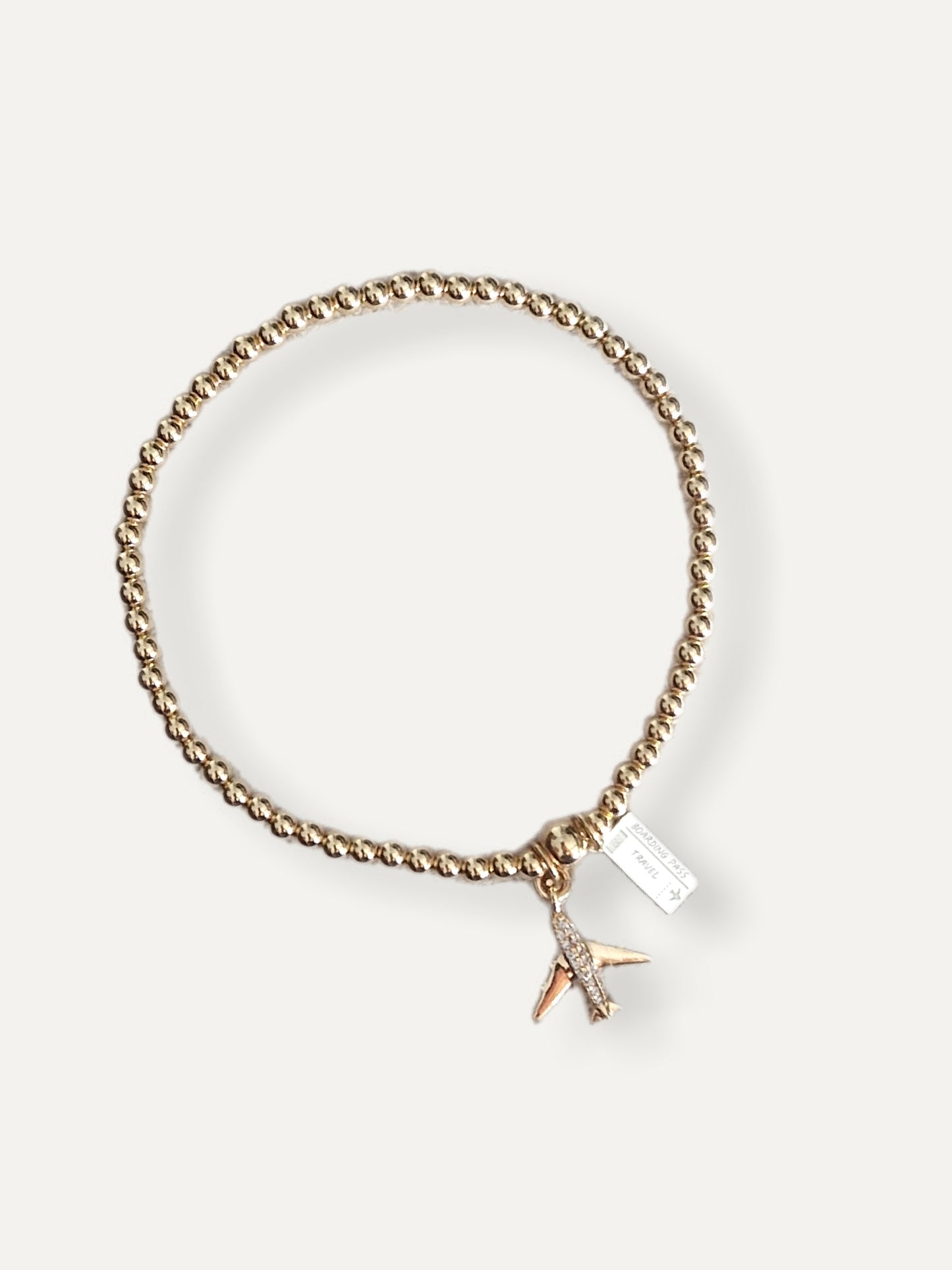 Gold Bobble Bracelet - Gold & Silver 'Travel' Charms
