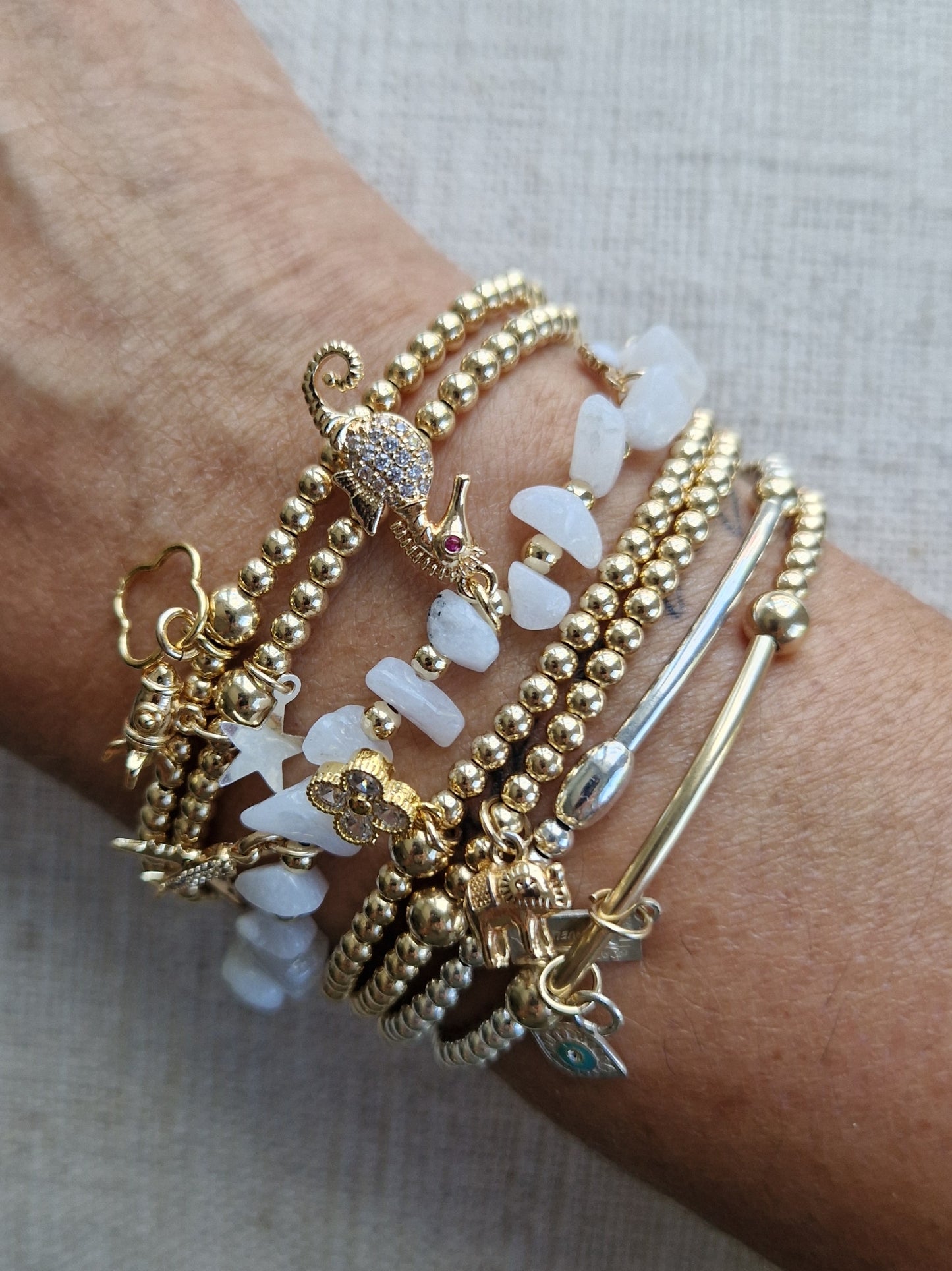 Gold Gemstone Bracelet-  Travel Charms