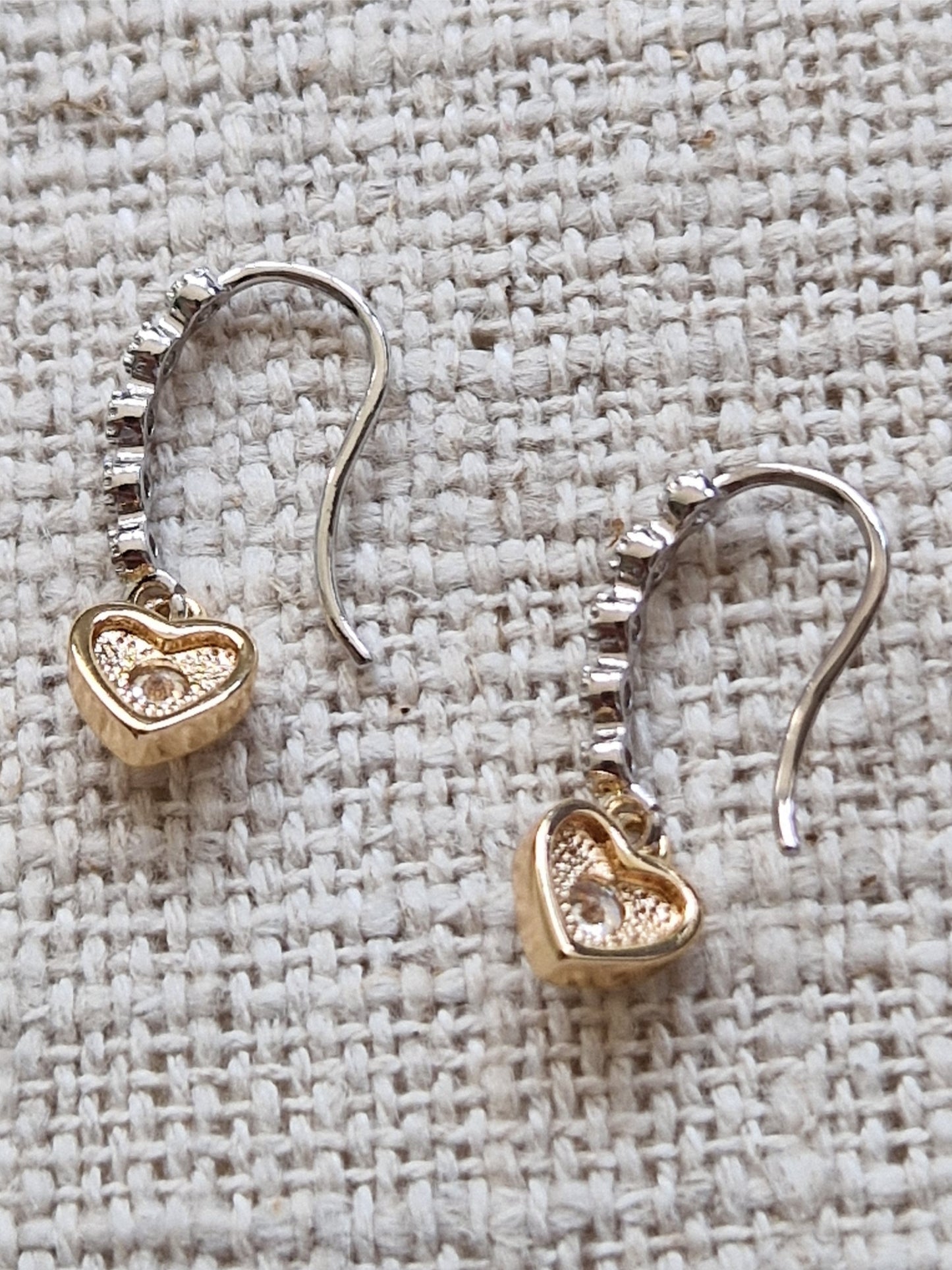 Crystal Hook Earring - Gold Heart