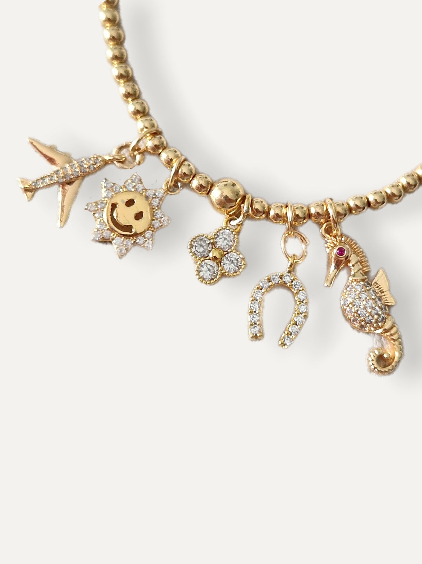 Gold Charm Bracelet - Sparkle & Crystal Charms