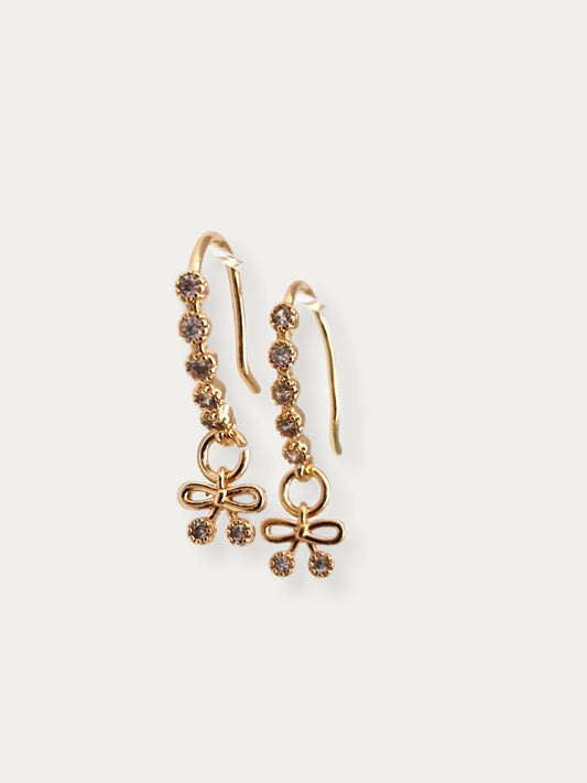 Crystal Hook Earring - Tiny Bow
