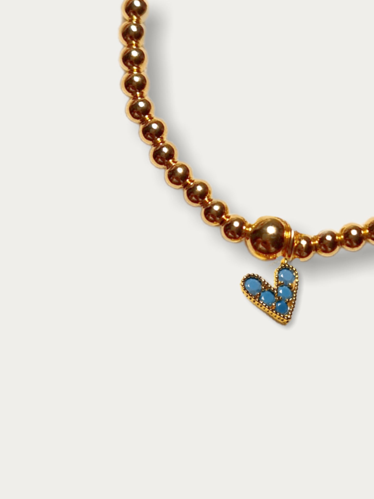 Gold Bobble Bracelet- 'Crystal Heart (various colours)