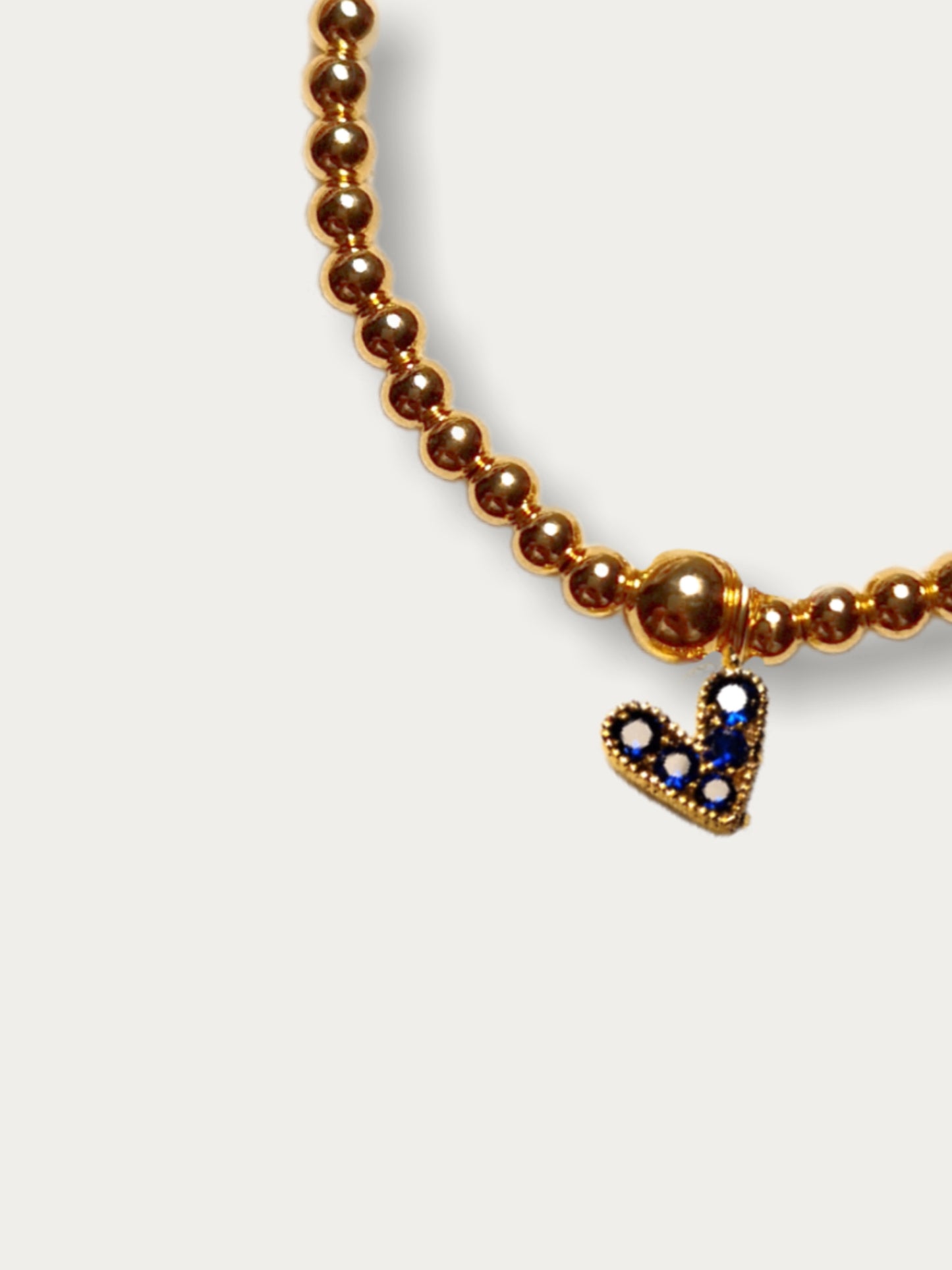Gold Bobble Bracelet- 'Crystal Heart (various colours)