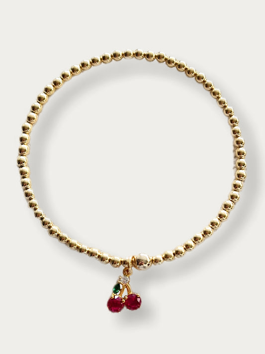 Gold Bobble Bracelet- Crystal 'My Sweet Cherry''