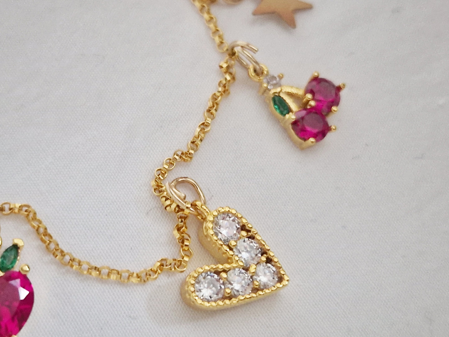 Charm Necklace - Gold & Colourful Charms