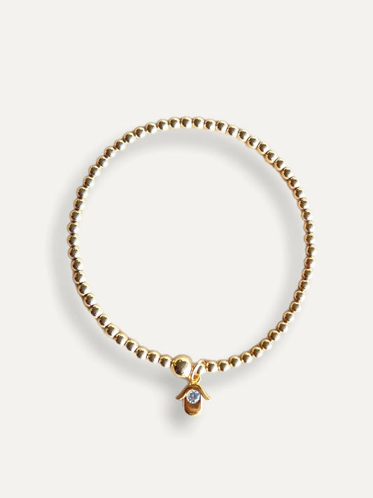 Gold Bobble Bracelet - Gold Hamsa Hand