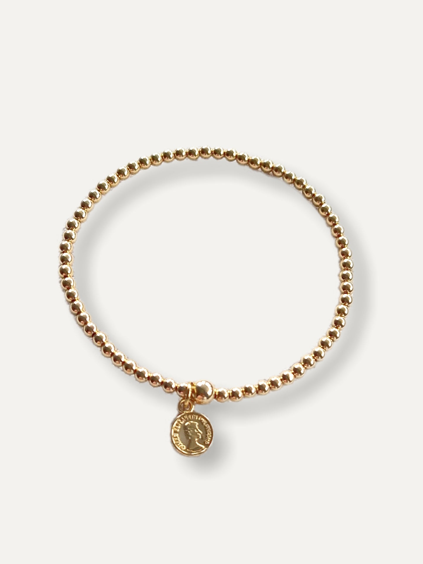 Gold Bobble Bracelet-Gold Lucky Penny Charm