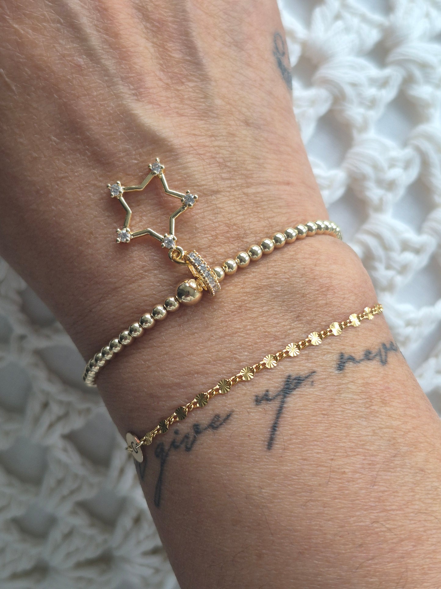 Gold Bobble Crystal Charm Hanger - Crystal Tipped Star