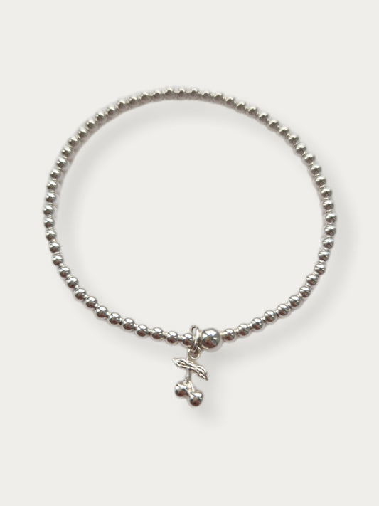 Silver Bobble Bracelet - Cherries