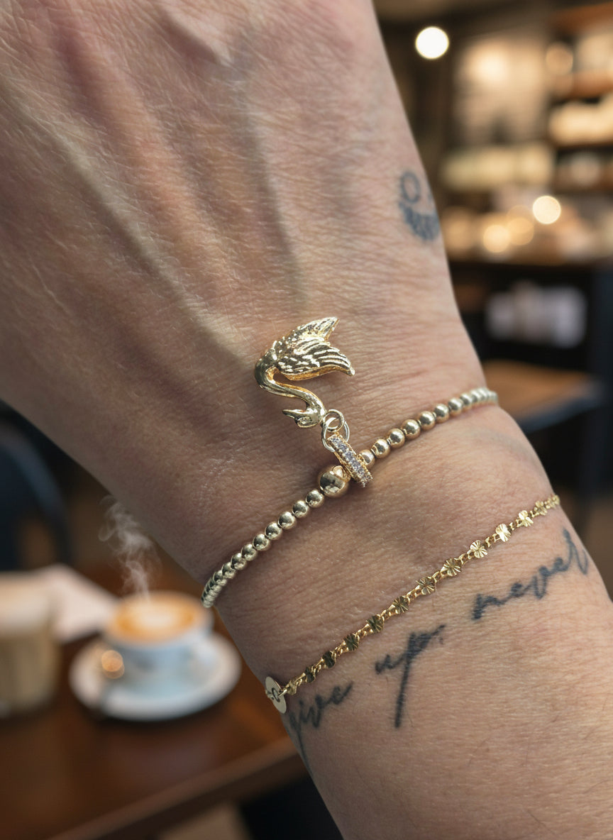 Gold Bobble Crystal Charm Hanger - Swan