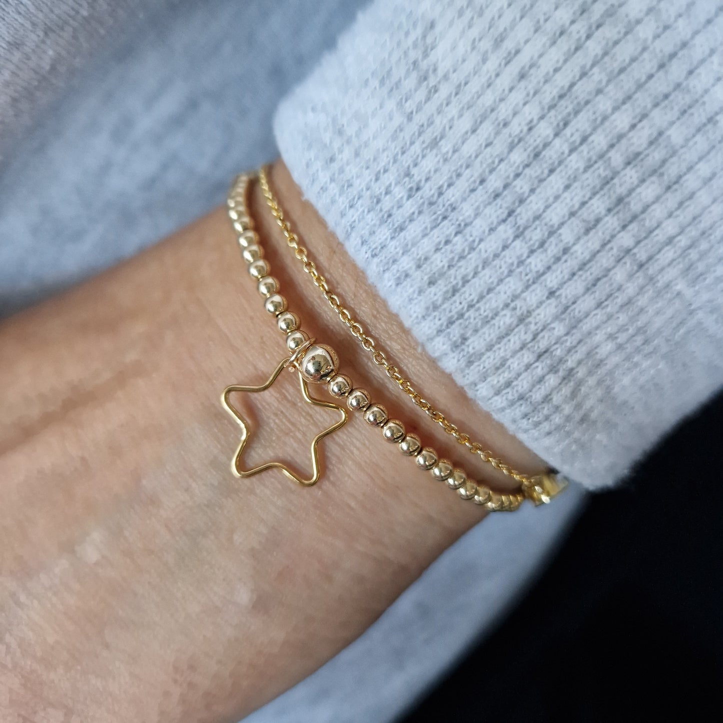 Gold Bobble Bracelet-Star Frame