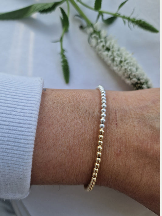 50/50 Gold & Silver Bobble Bracelet - Plain