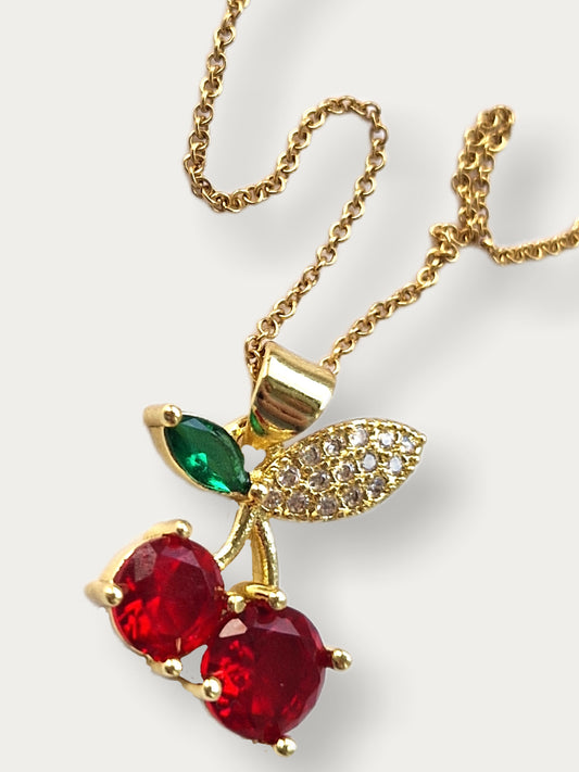 Gold Necklace - Cherry Pendant