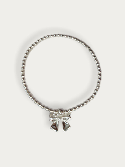 Silver Bobble Bracelet - Bow