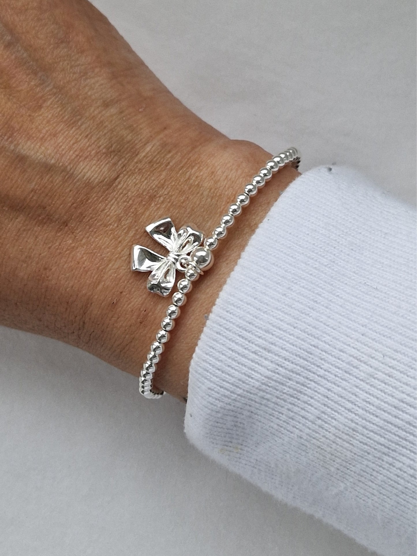 Silver Bobble Bracelet - Bow