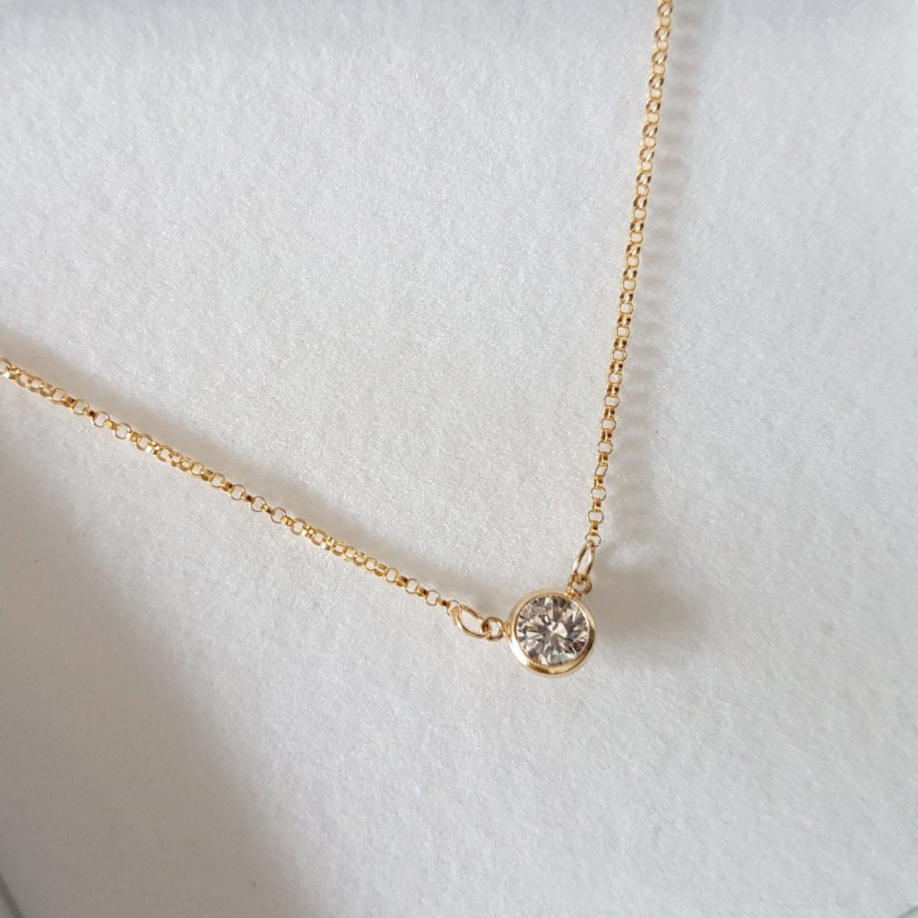 Gold Necklace - Crystal Pendant