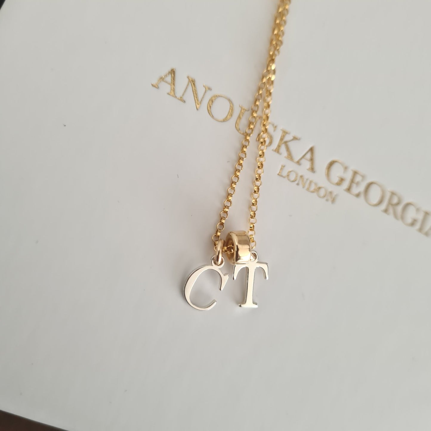 Gold Necklace - Silver Initials