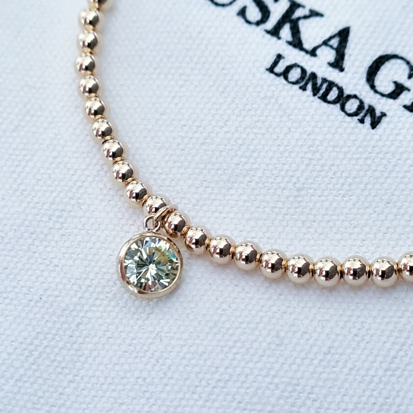 Gold Bobble Bracelet - Crystal Drop