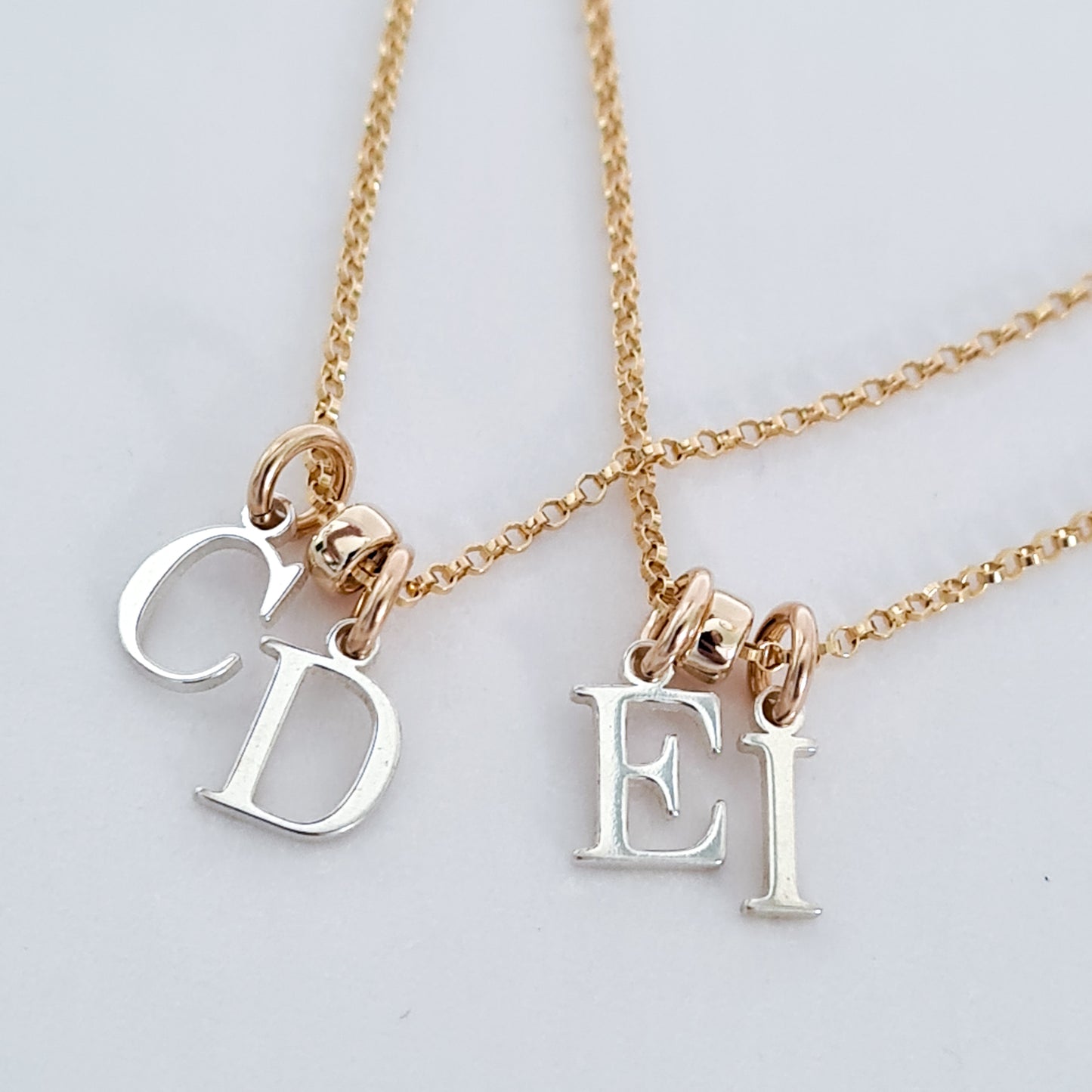 Gold Necklace - Silver Initials
